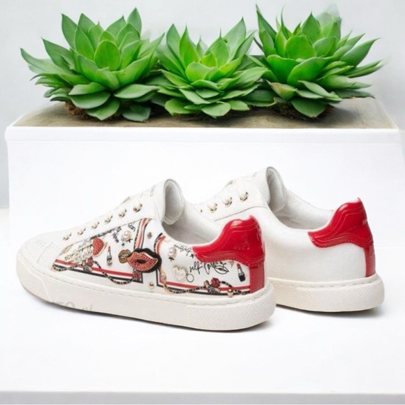 ALDO White/Comb Meday Jewel-Encrusted Faux-Leather Trainers Sneakers - Picture 4 of 16